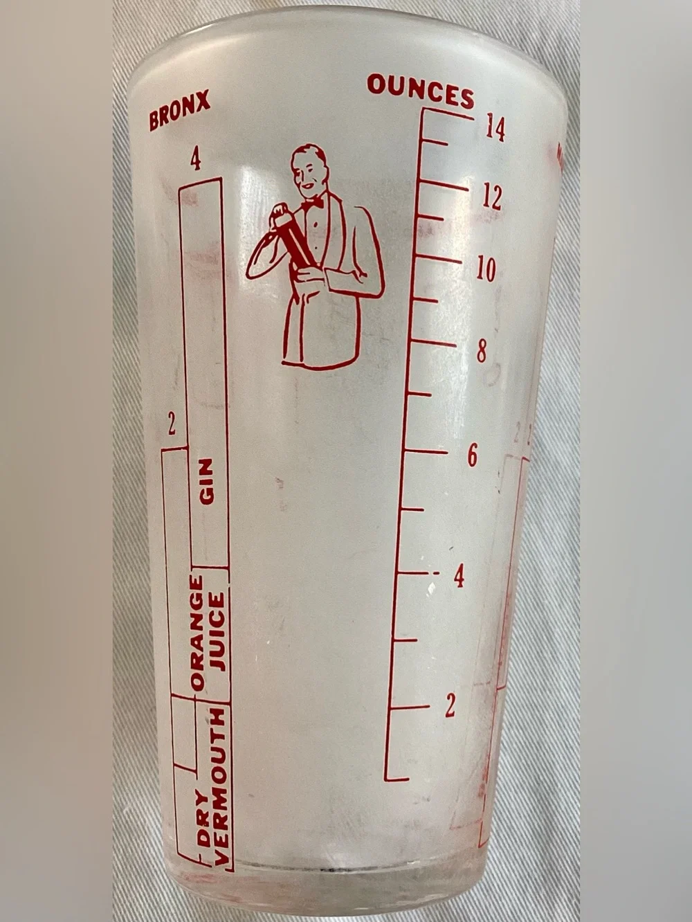 Vintage Mid-Century Barware Cocktail Drink Mixer Recipe Glass
